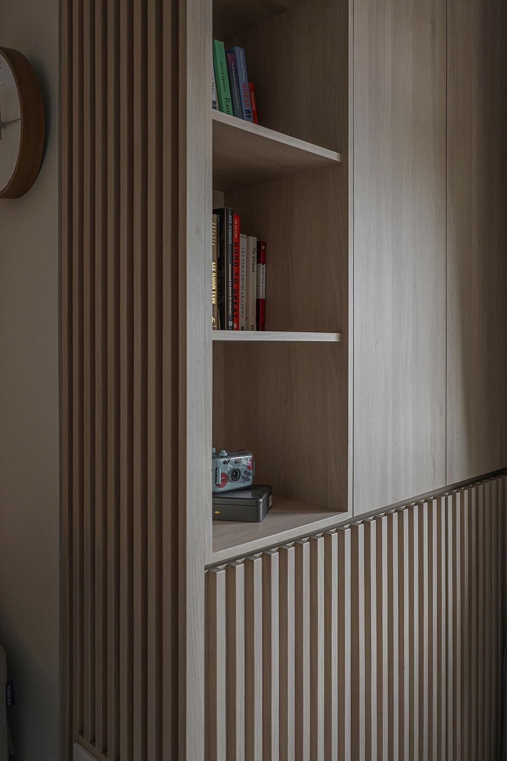 Scandinavian Study with Bookshelf and Storage Cabinets