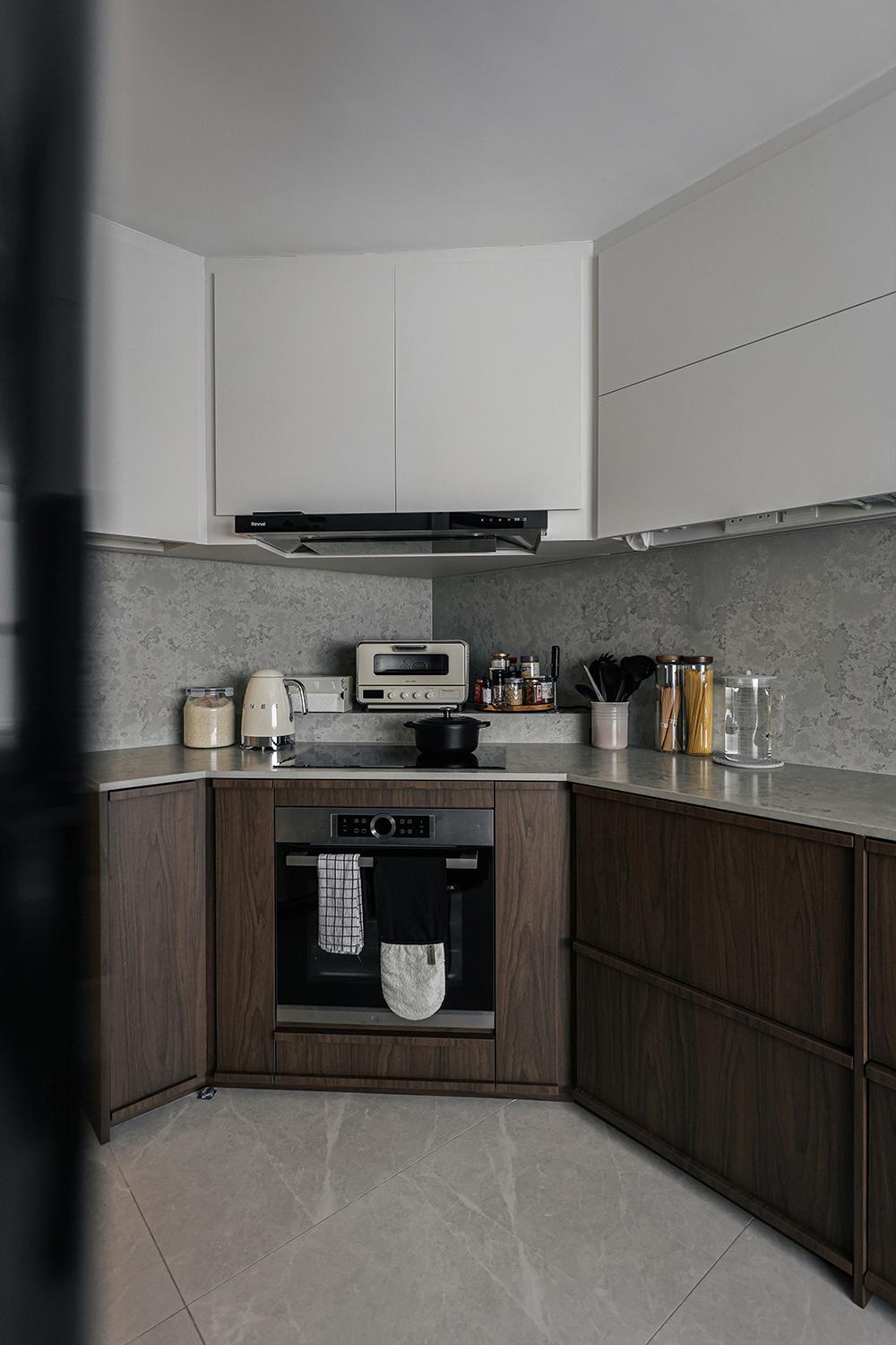 Vintage Kitchen with Countertop and Kitchen Backsplash