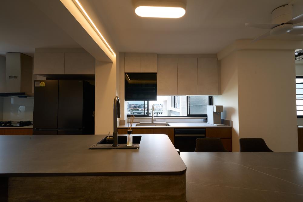 Minimalist Kitchen with Countertop and Kitchen Window