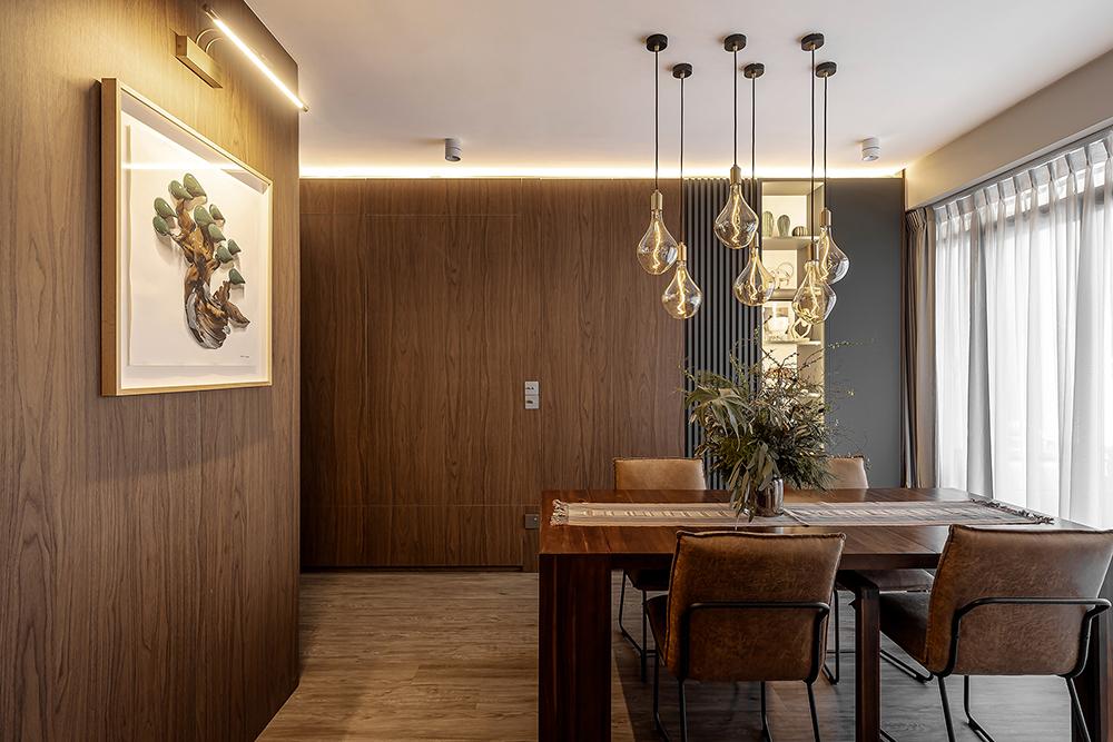 Modern Living Room with Vinyl Flooring and Feature Wall