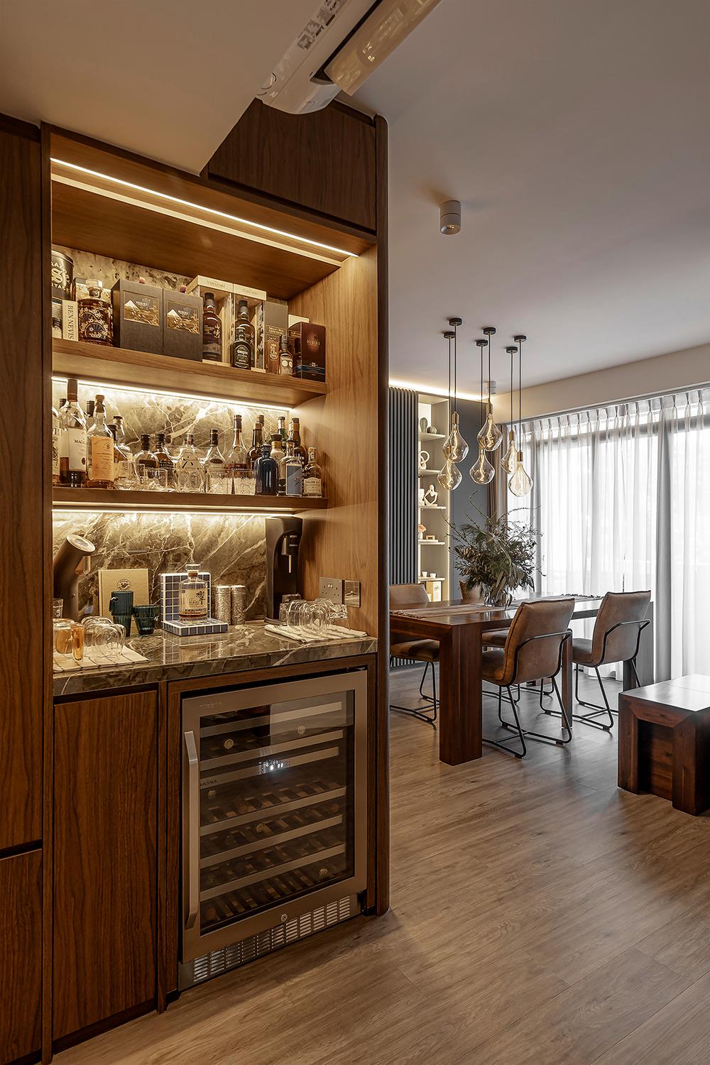 Modern Home Bar with Countertop and Wine Storage