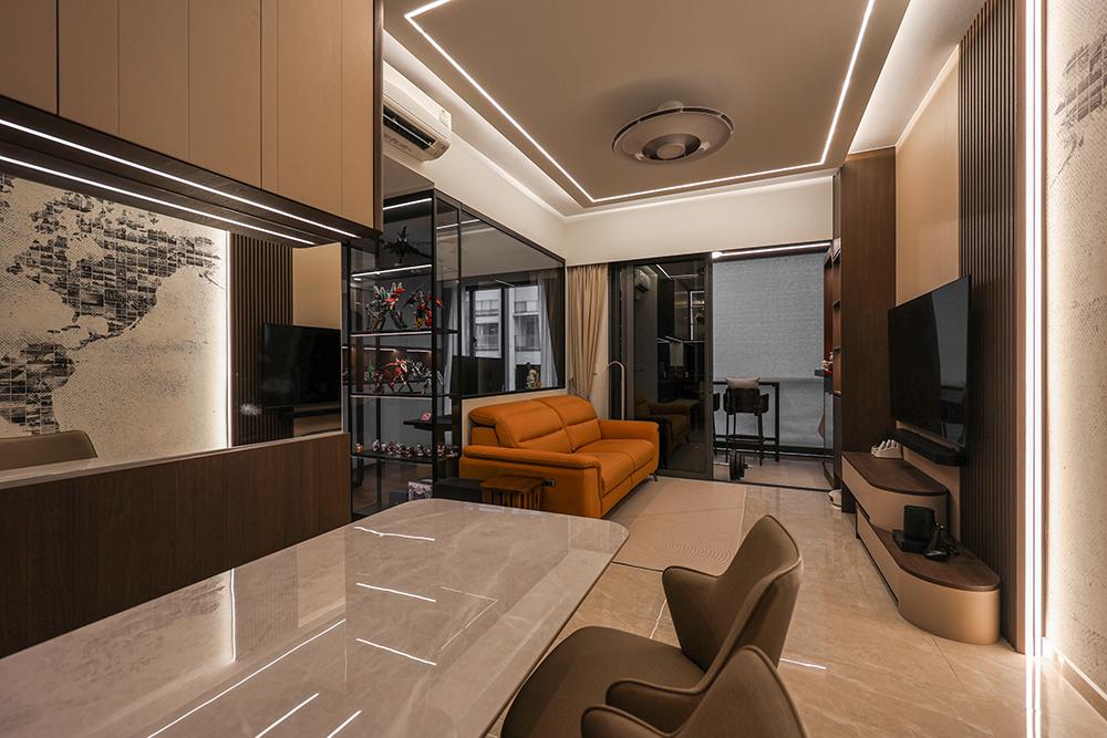 Modern Living Room with TV Console and Feature Wall