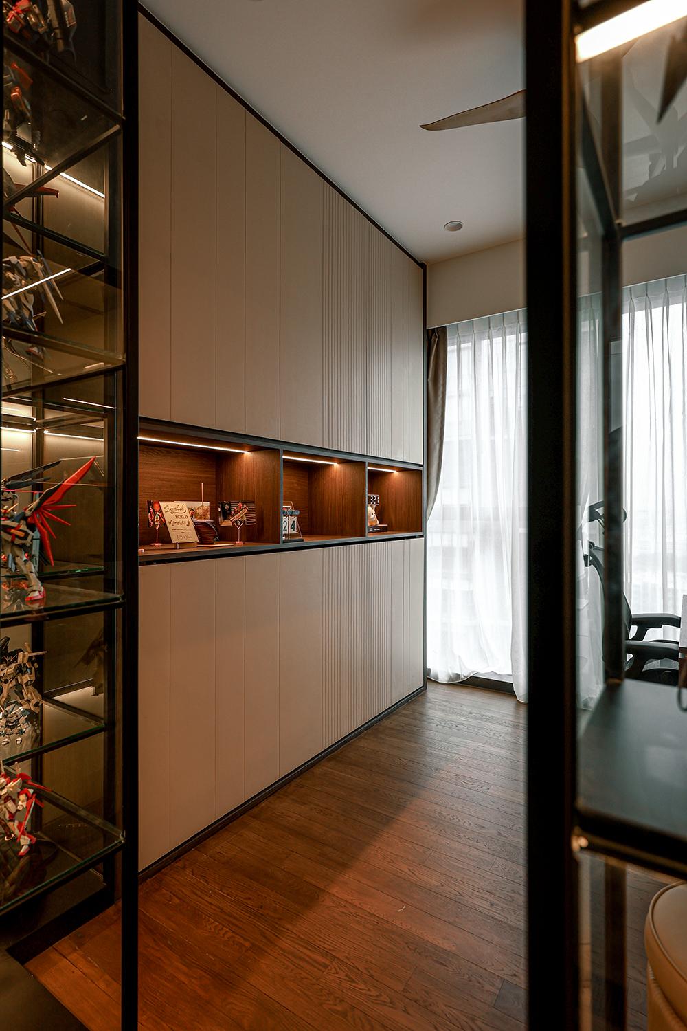 Modern Study with Bookshelf and Storage Cabinets