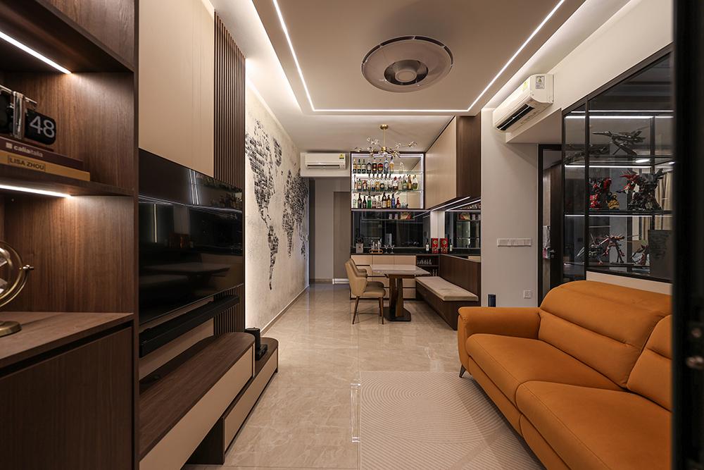 Modern Living Room with TV Console and Feature Wall