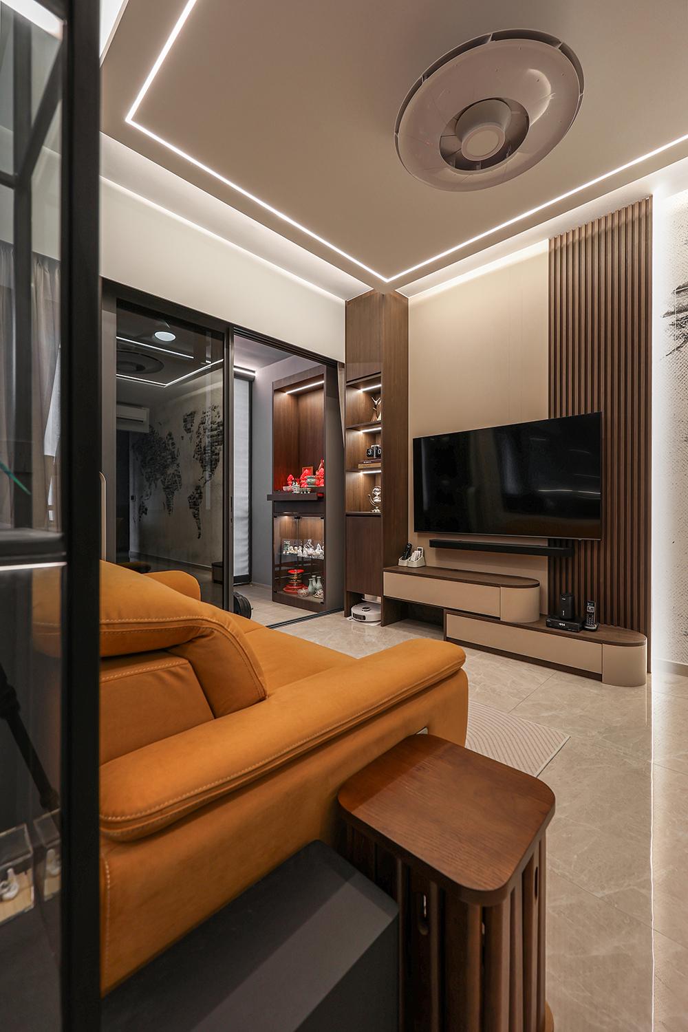 Modern Living Room with TV Console and Feature Wall