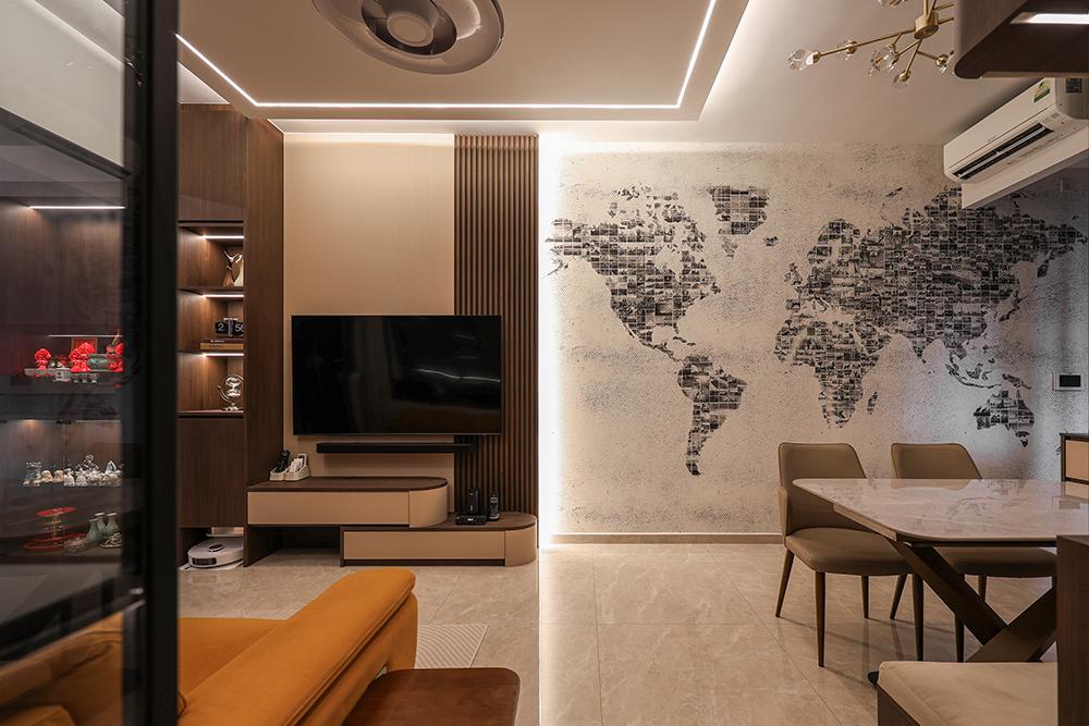 Modern Living Room with TV Console and Feature Wall