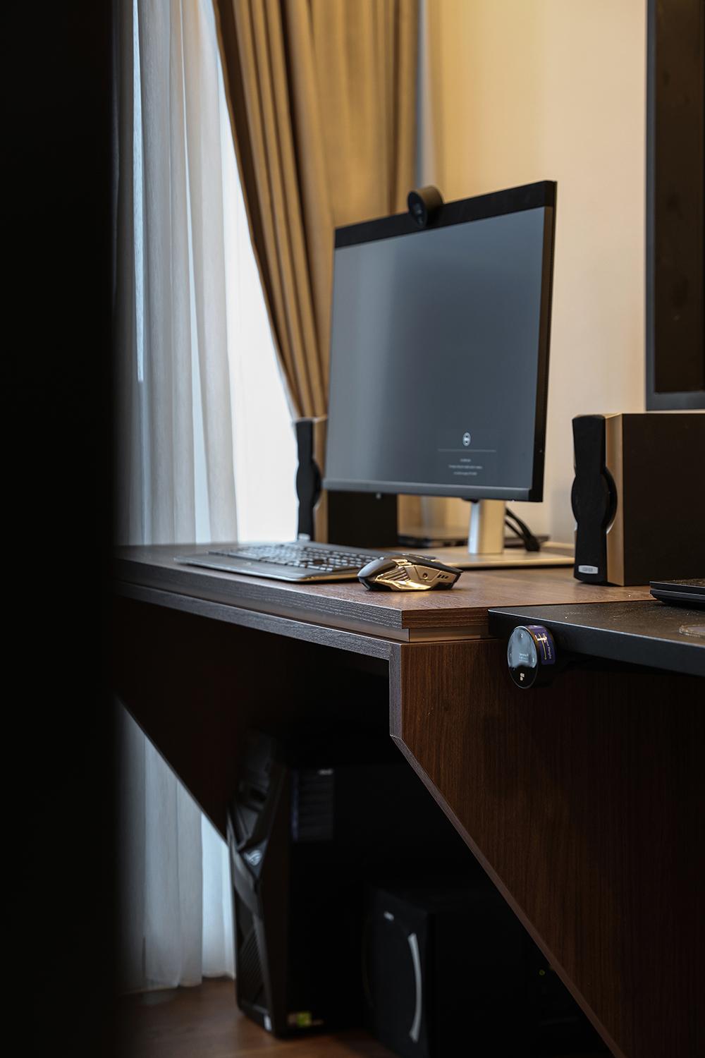 Modern Study with Curtain and Computer Table