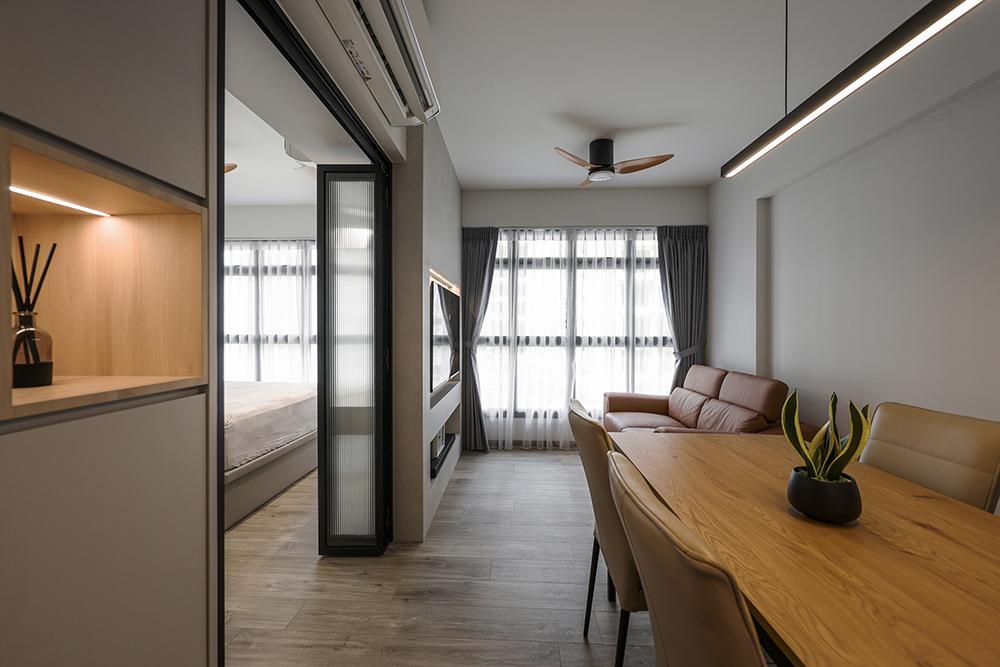 Modern Living Room with Vinyl Flooring and TV Console