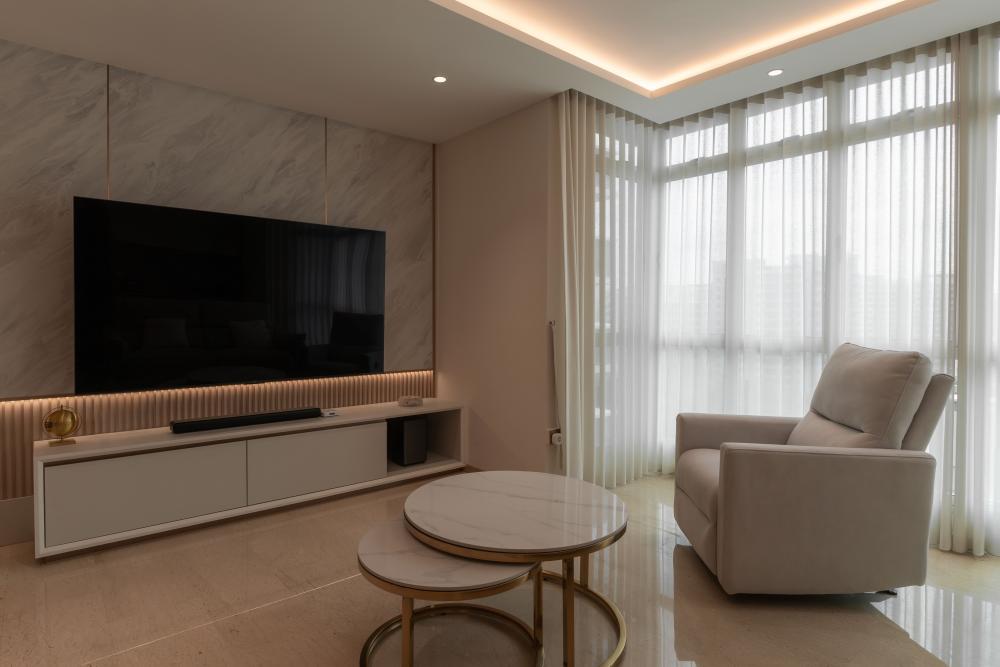Contemporary Living Room with TV Console and Sofa