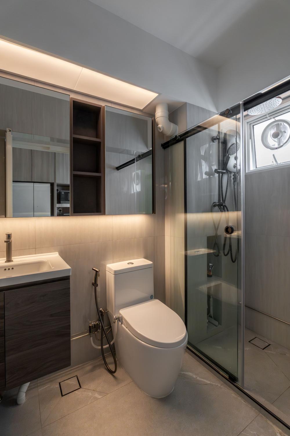 Contemporary Bathroom with Bathroom Accessories and Showers