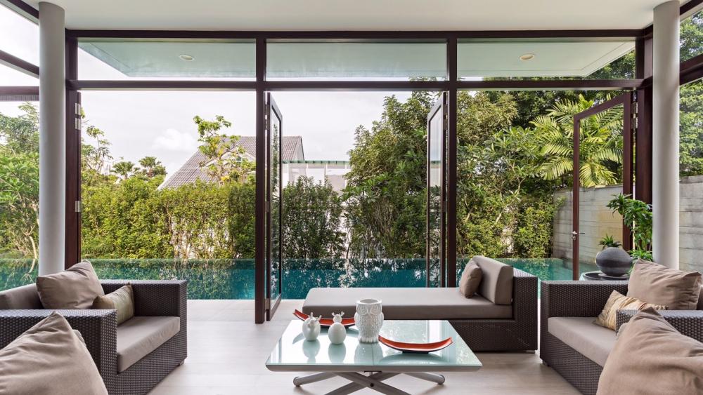 Contemporary Outdoor with Canopy and Landscaping