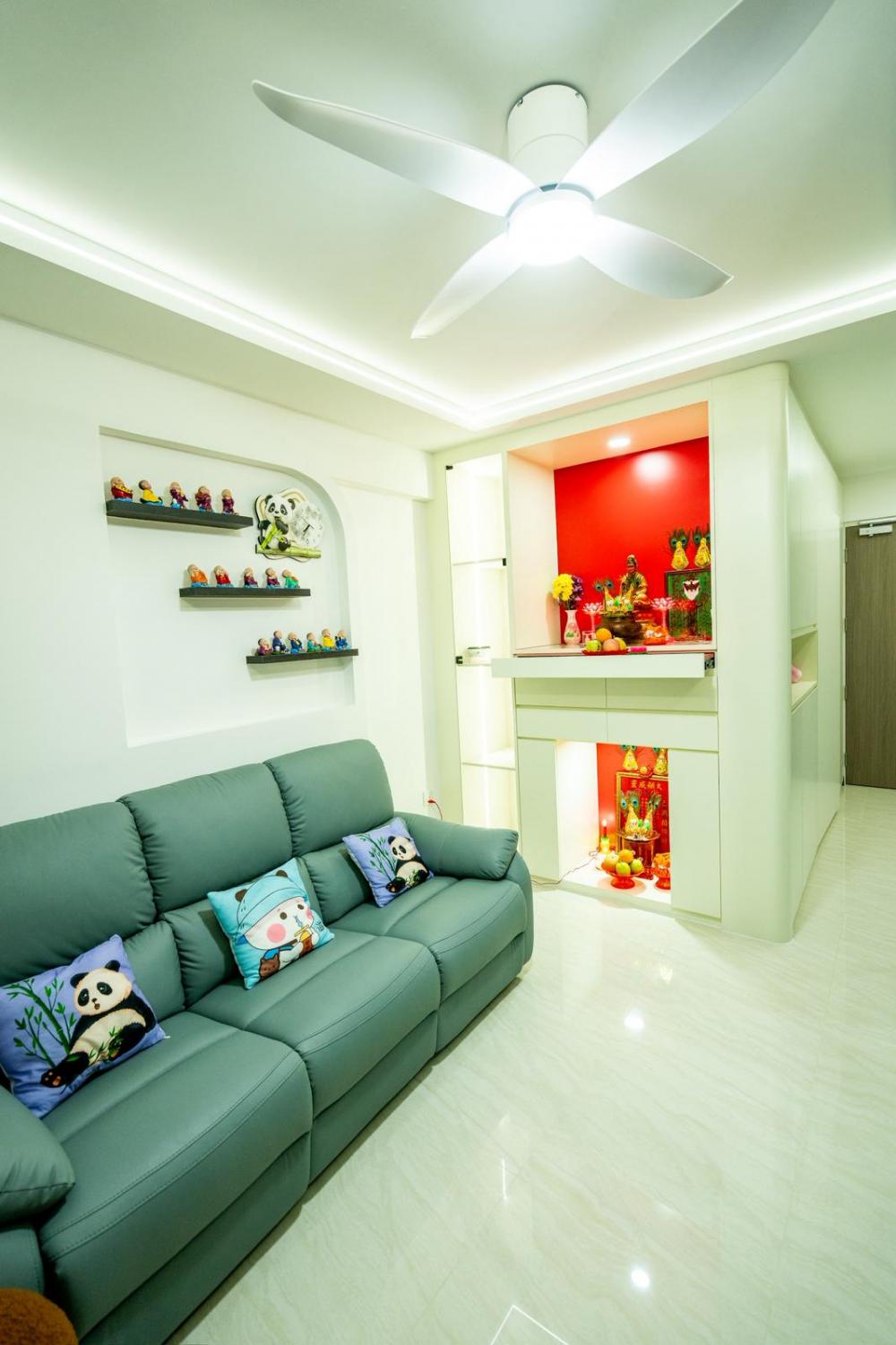 Modern Living Room with Feature Wall and Cove Lighting
