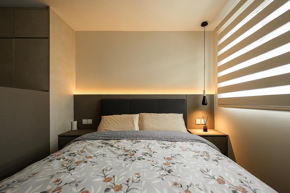 Contemporary Bedroom with Built-in Bed and Bedside Table