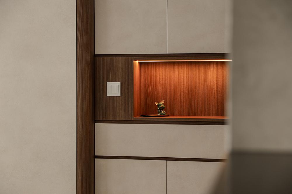 Contemporary Foyer with Display Cabinets and Shoe Cabinets