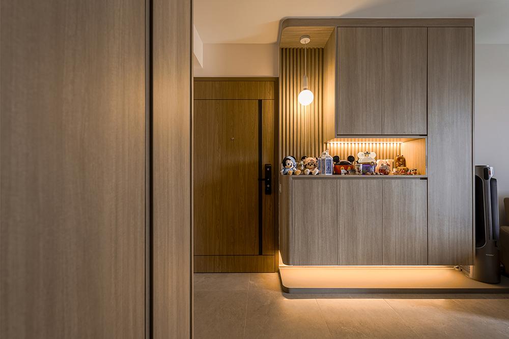 Scandinavian Foyer with Storage Cabinets and Display Cabinets