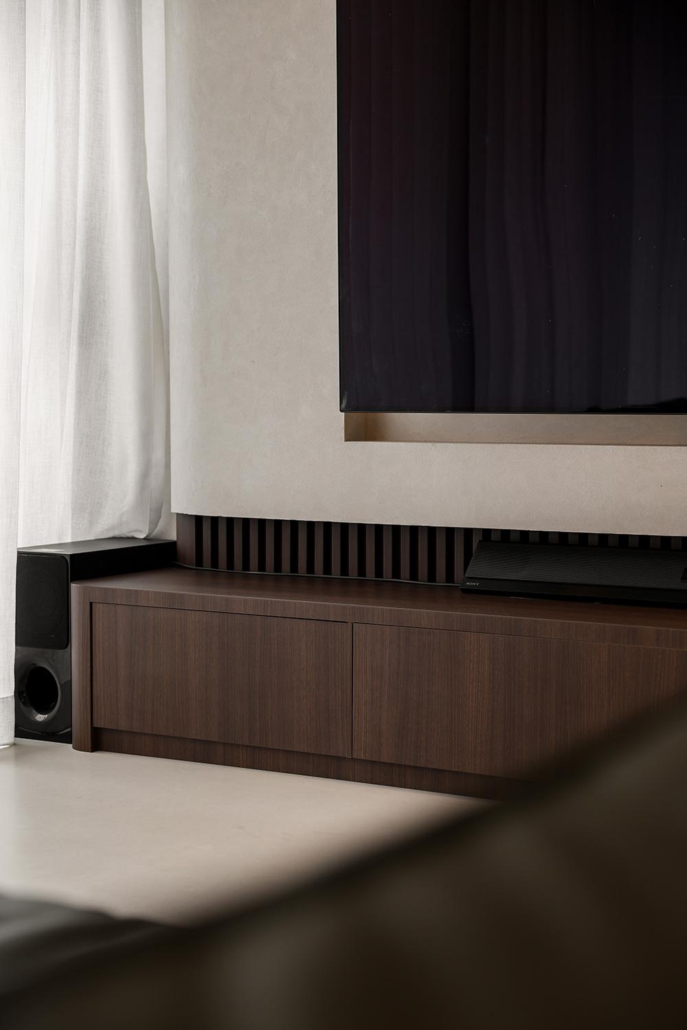 Minimalist Living Room with TV Console and Feature Wall
