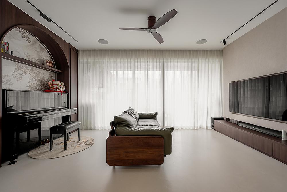 Minimalist Living Room with TV Console and Feature Wall
