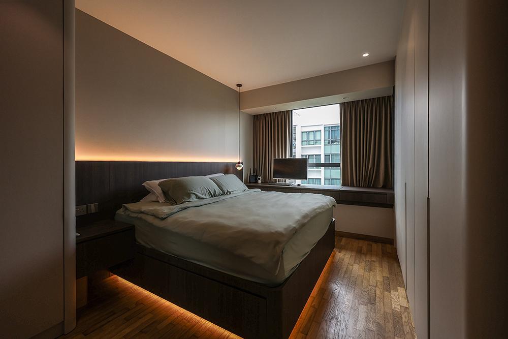 Minimalist Bedroom with Wardrobe and Built-in Bed