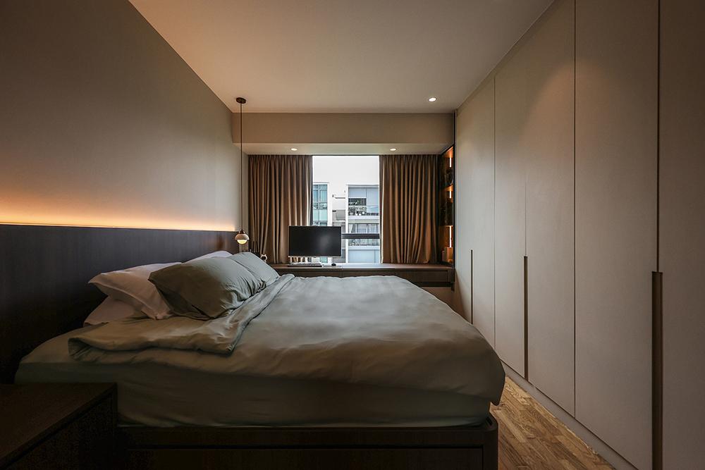 Minimalist Bedroom with Platform Bed and Wardrobe