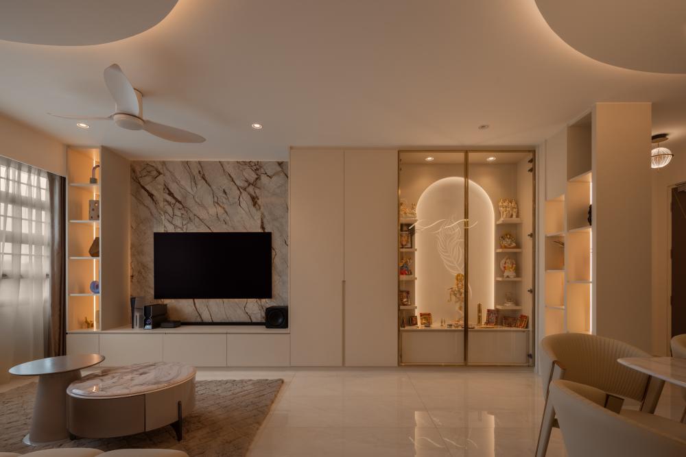 Modern Living Room with Feature Wall and Altar