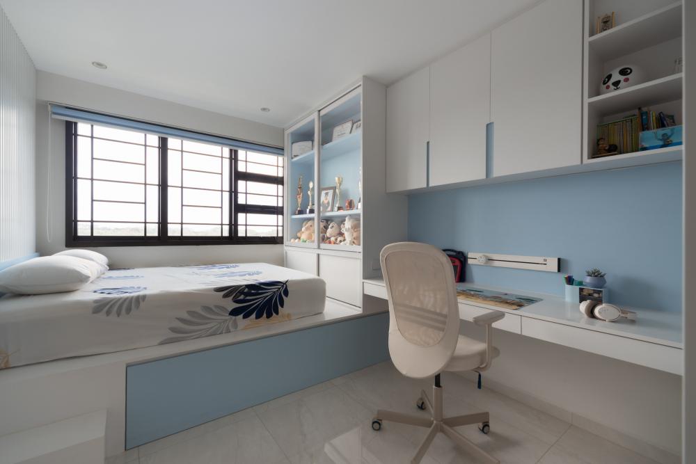 Modern Bedroom with Platform Bed and Wardrobe