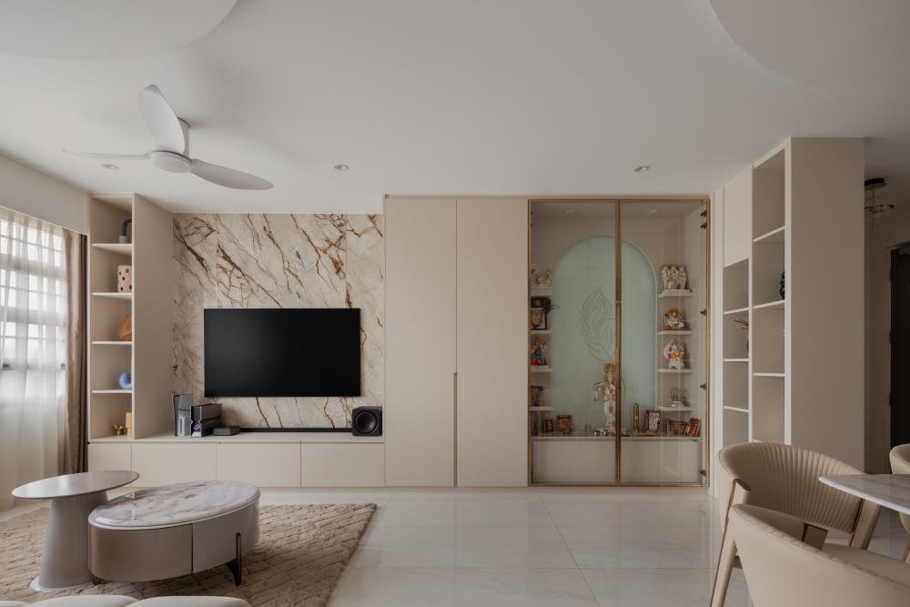 Modern Living Room with TV Console and Feature Wall