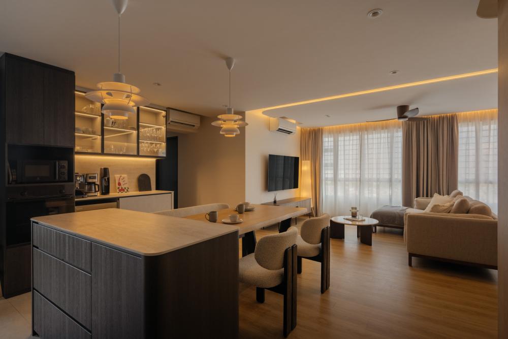 Minimalist Living Room with Vinyl Flooring and Wood Flooring