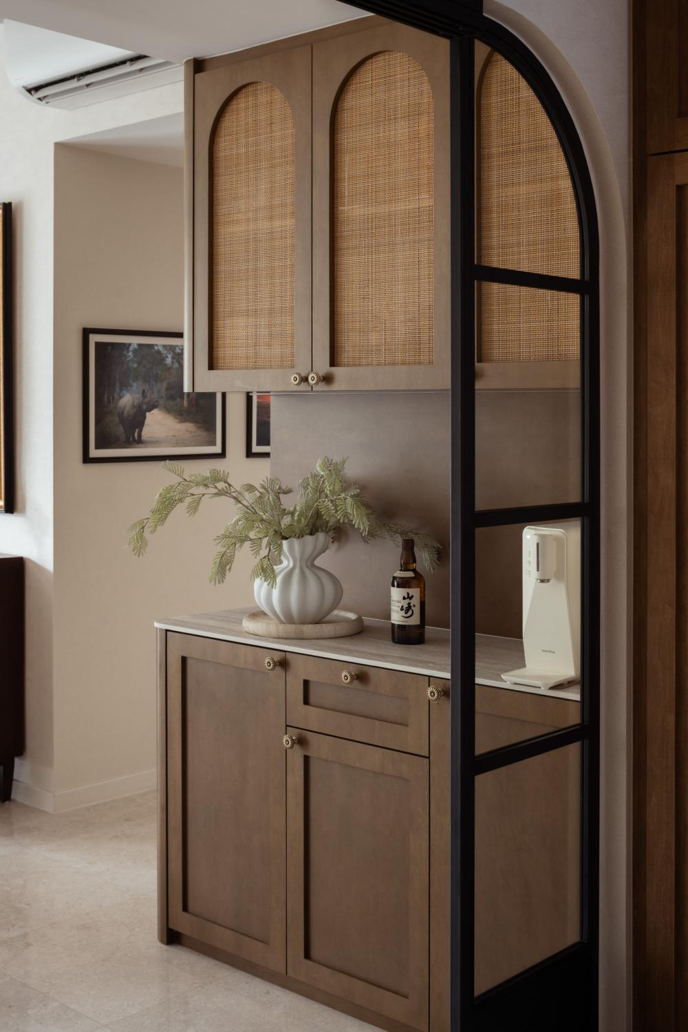 Asian Dining Room with Storage Cabinets and Small Storage