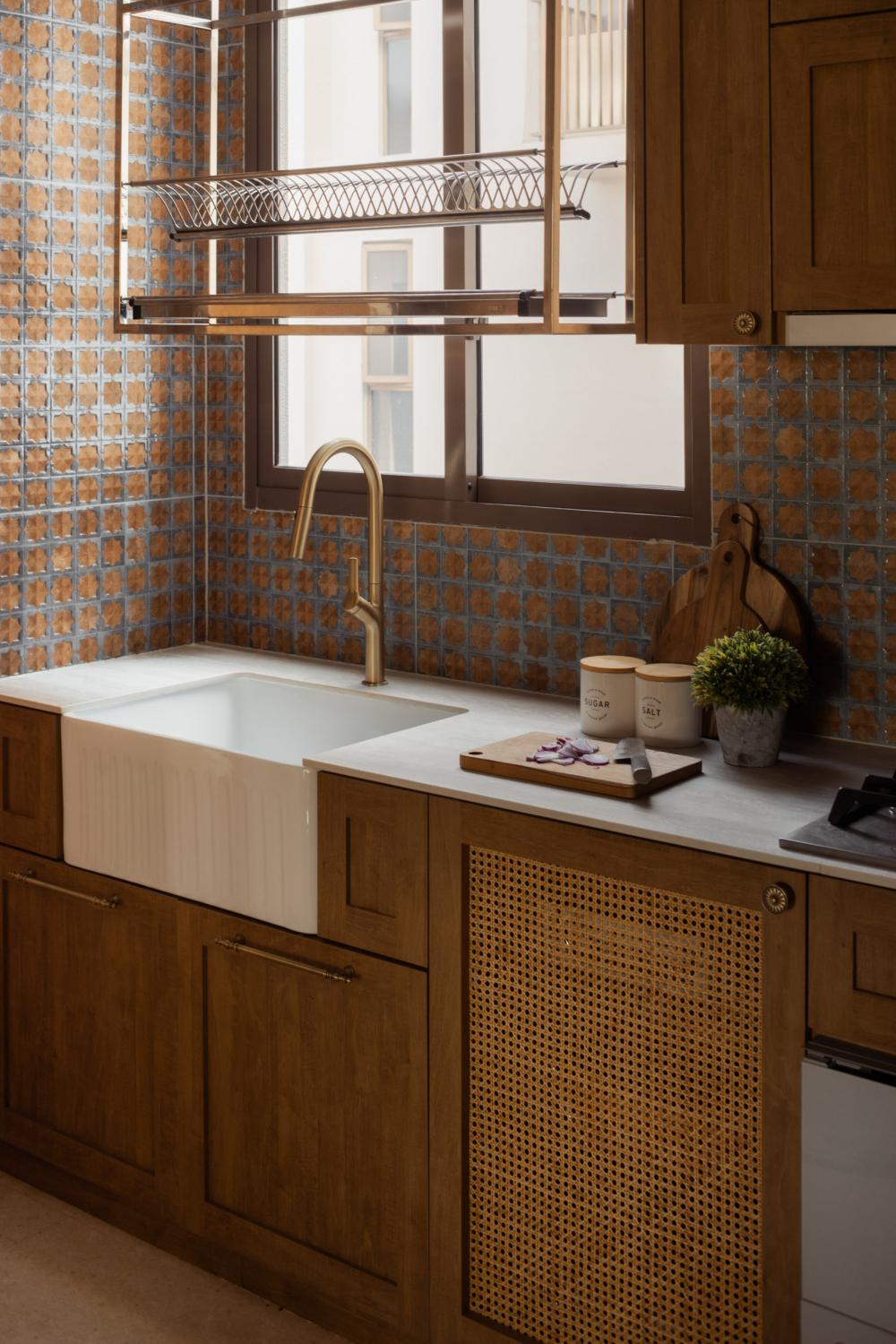 Asian Kitchen with Countertop and Kitchen Window