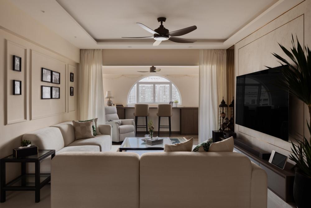 Modern Living Room with TV Console and Feature Wall