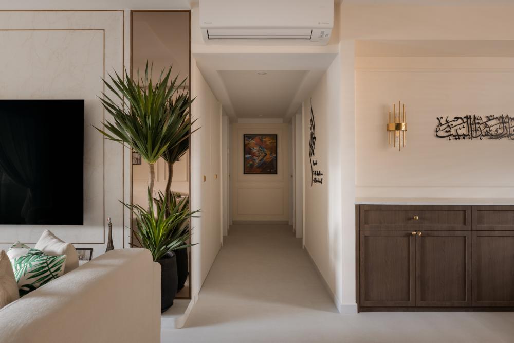 Modern Hallway with Artwork and Paintings