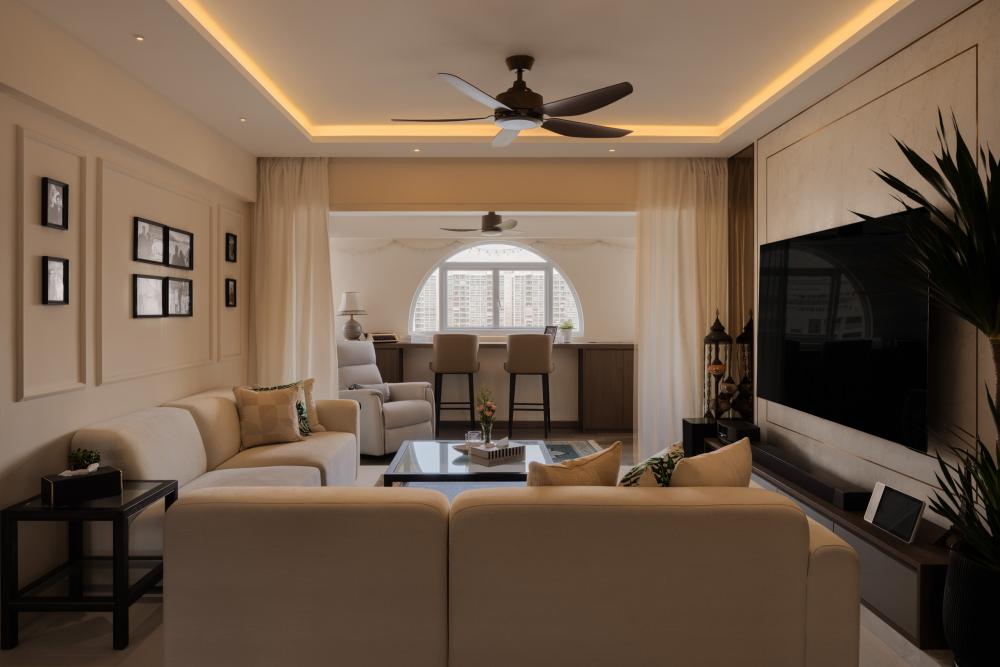 Modern Living Room with TV Console and Feature Wall