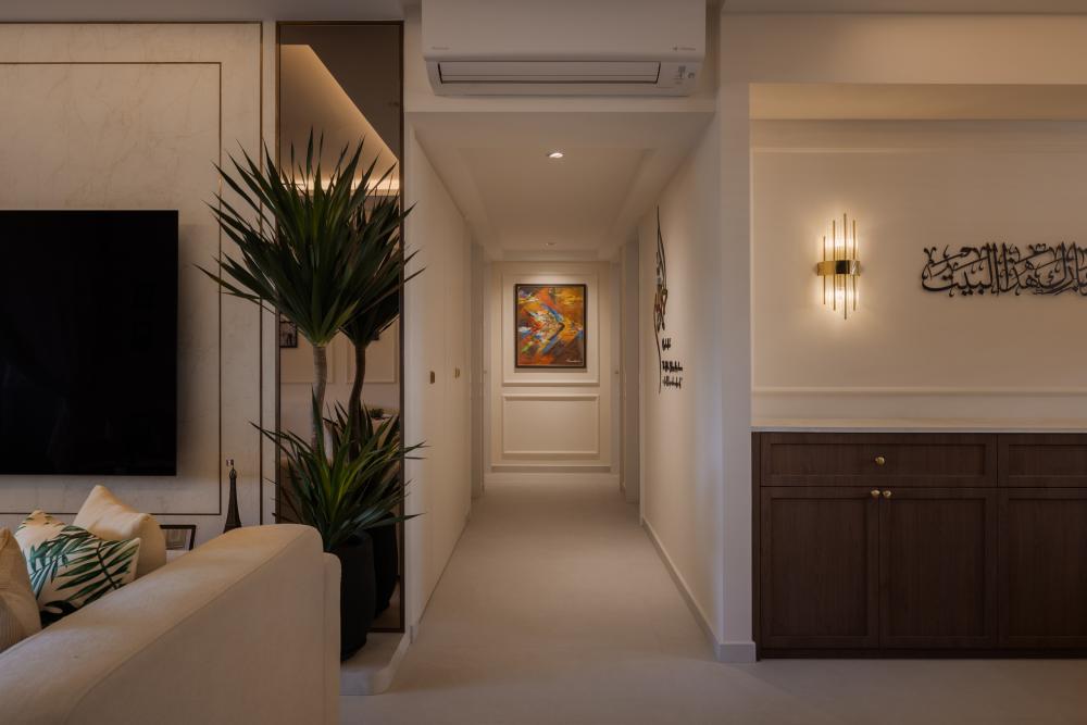 Modern Hallway with Artwork and Downlights