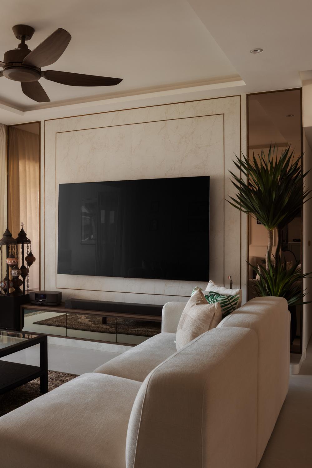 Modern Living Room with TV Console and Feature Wall