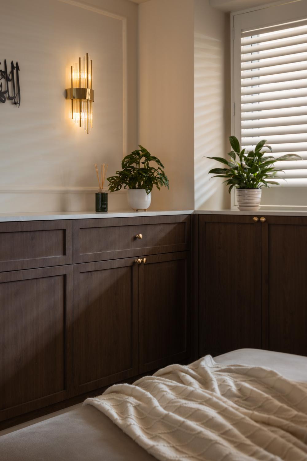 Modern Entryway with Window Shutters and Storage Cabinets