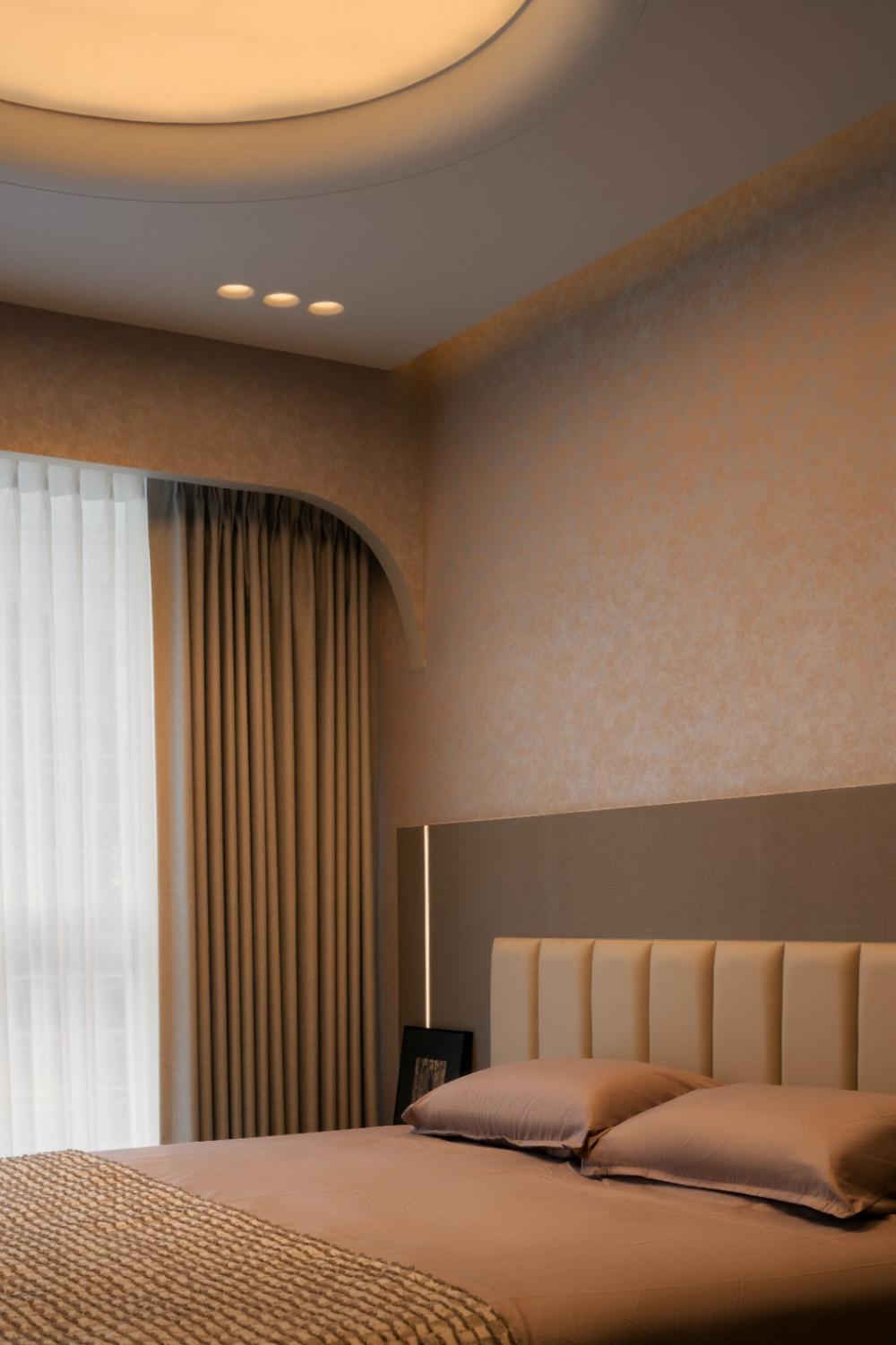 Modern Bedroom with Cove Lighting and Bed