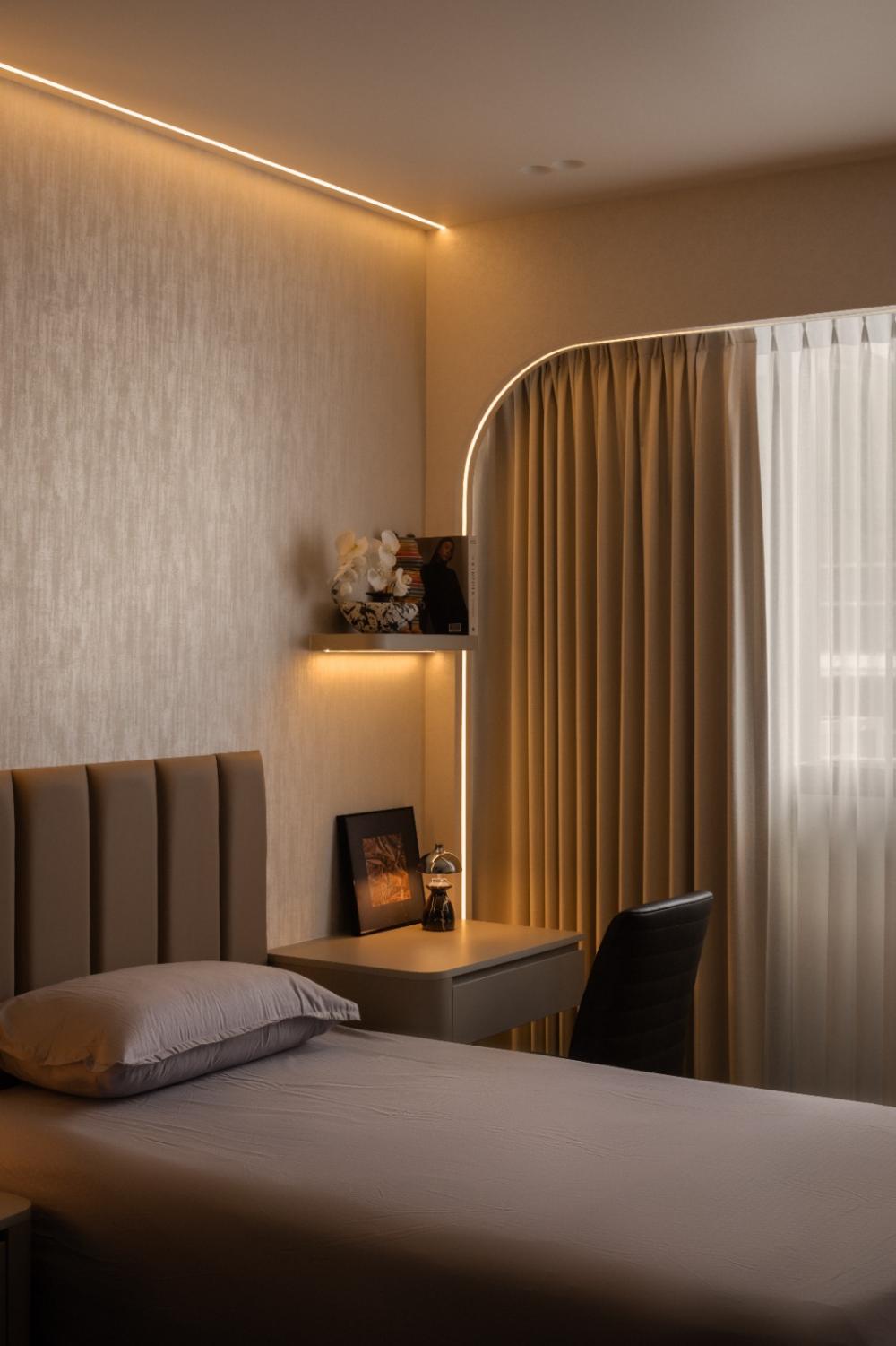 Modern Bedroom with Single Bed and Bed