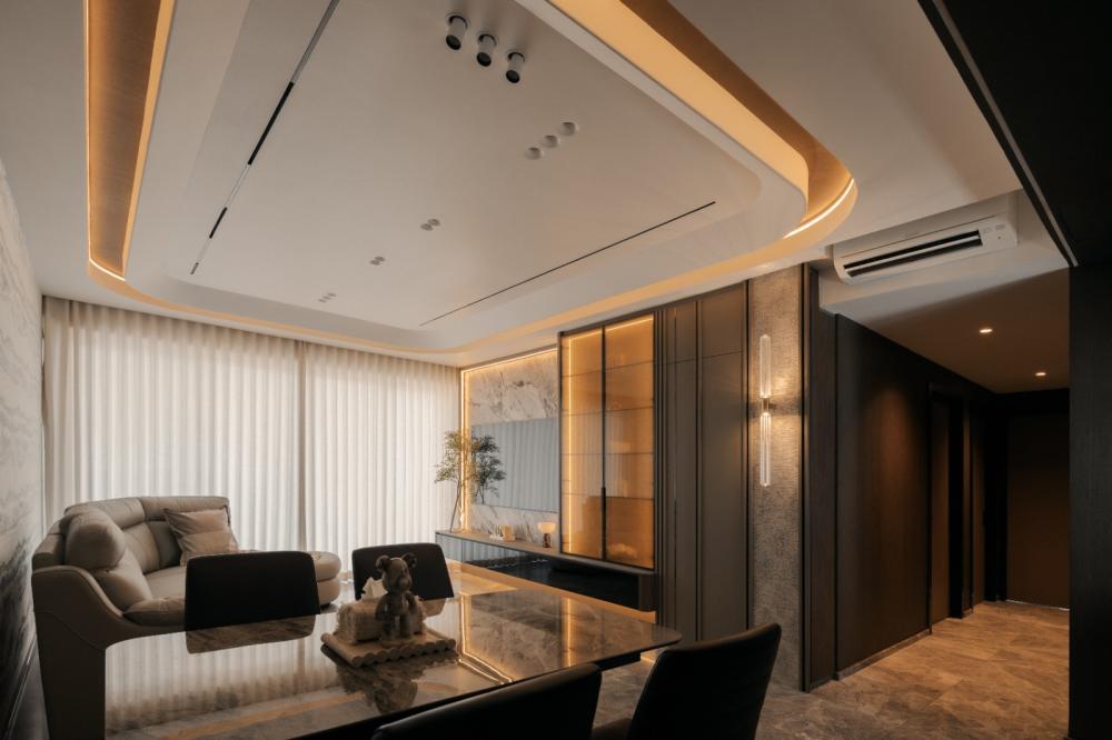 Modern Living Room with TV Console and Feature Wall