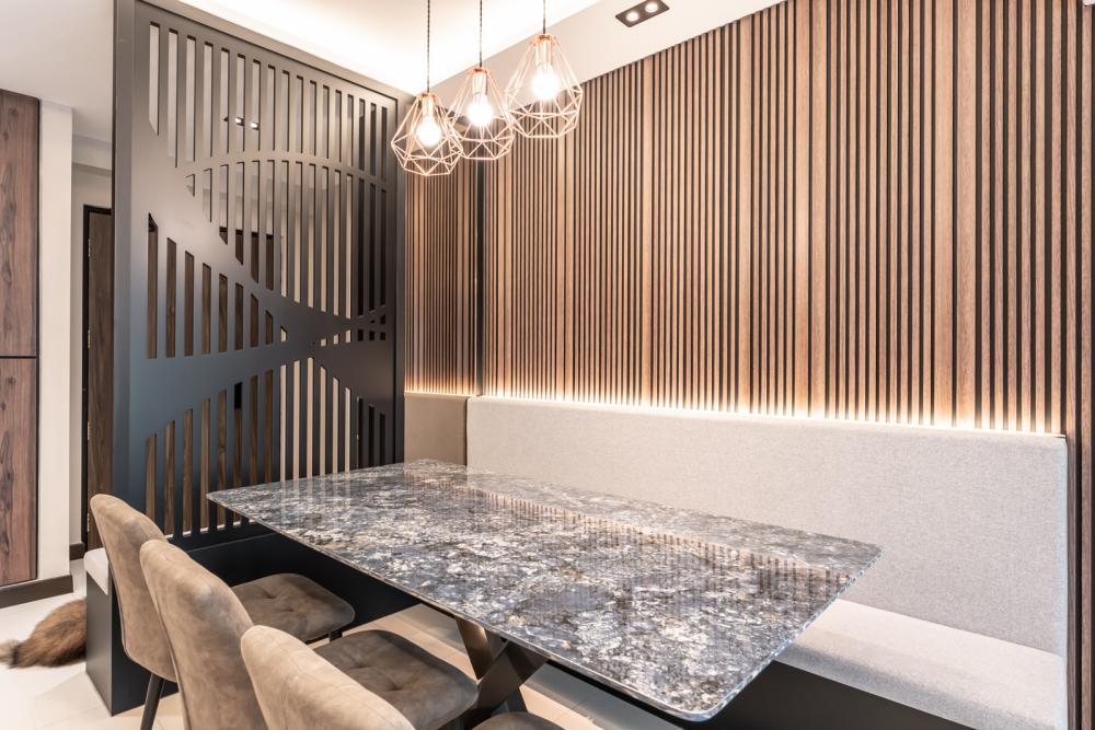 Modern Dining Room with Cove Lighting and Dining Table