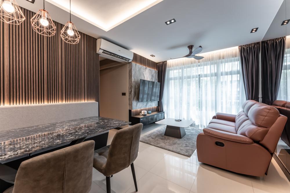 Modern Dining Room with Drop Light and Cove Lighting