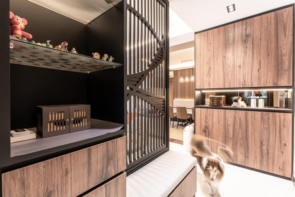Modern Entryway with Seating Bench and Shoe Rack