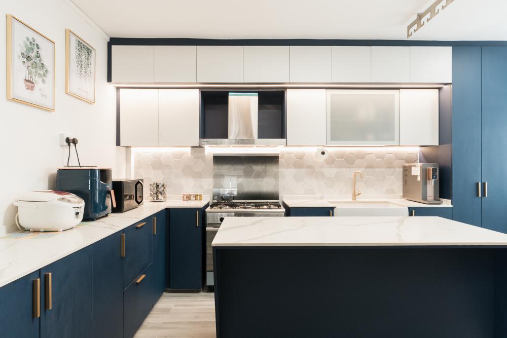 Industrial Kitchen with Countertop and Kitchen Island