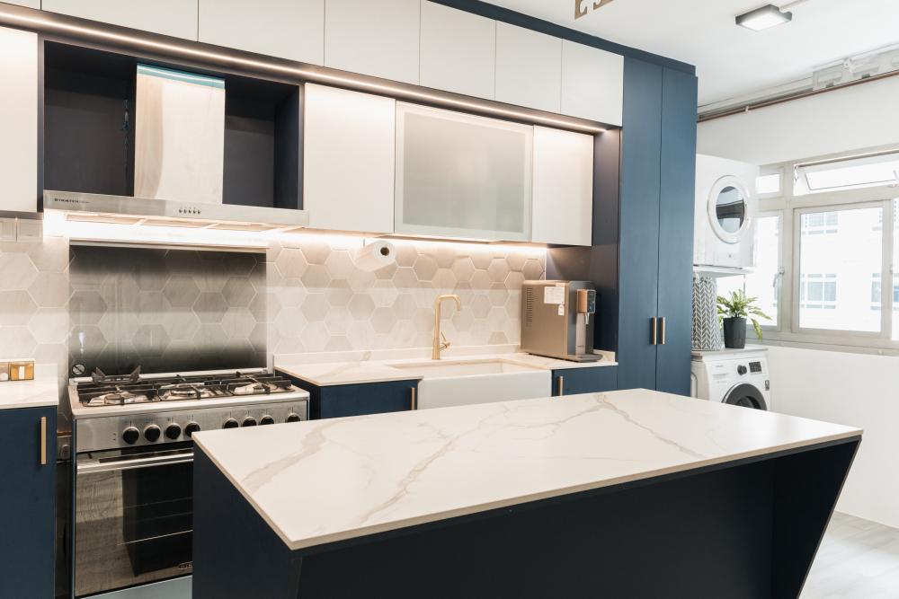 Industrial Kitchen with Countertop and Kitchen Island