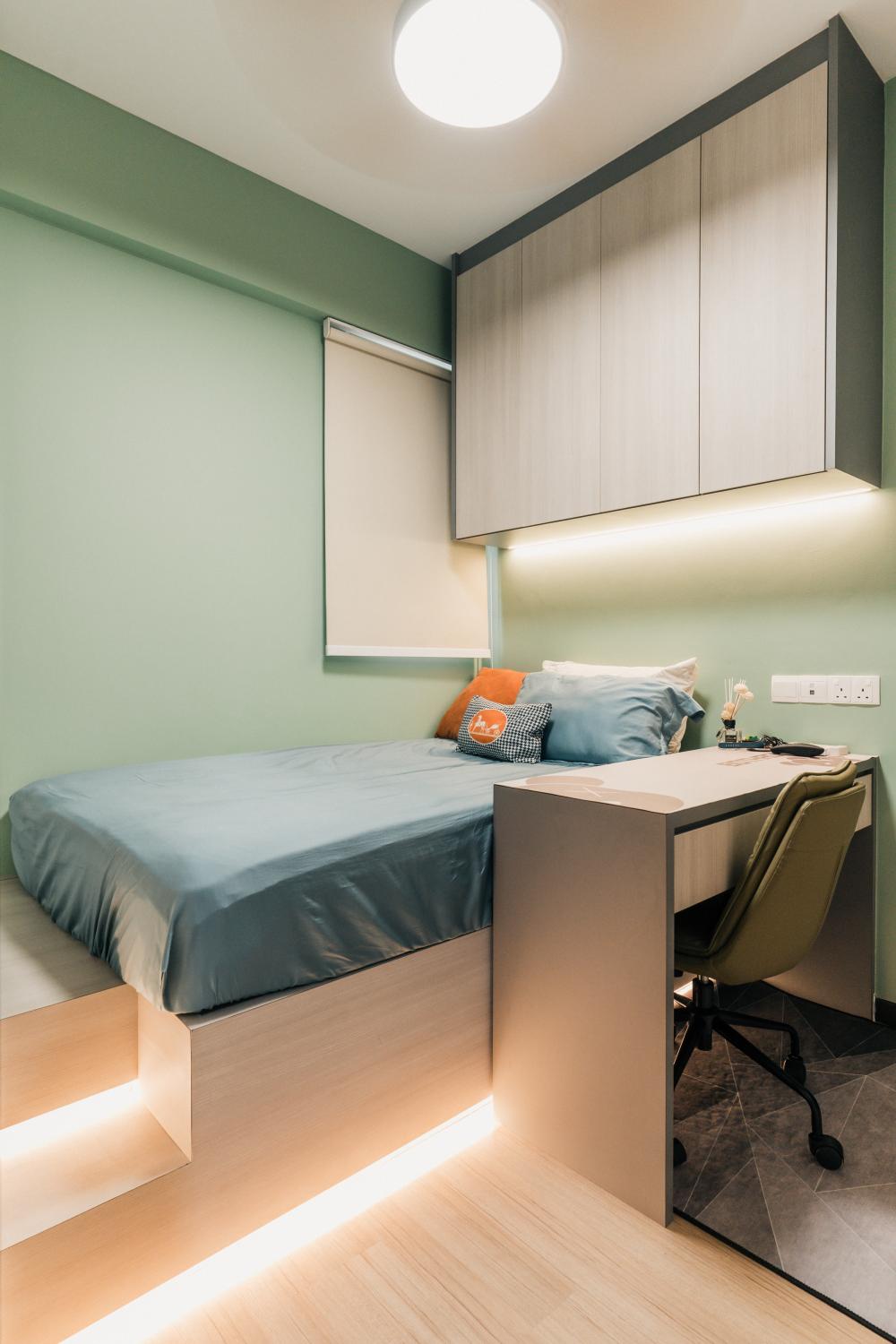 Modern Bedroom with Platform Bed and Desk