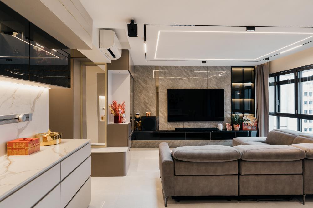 Contemporary Living Room with Settee and Sofa