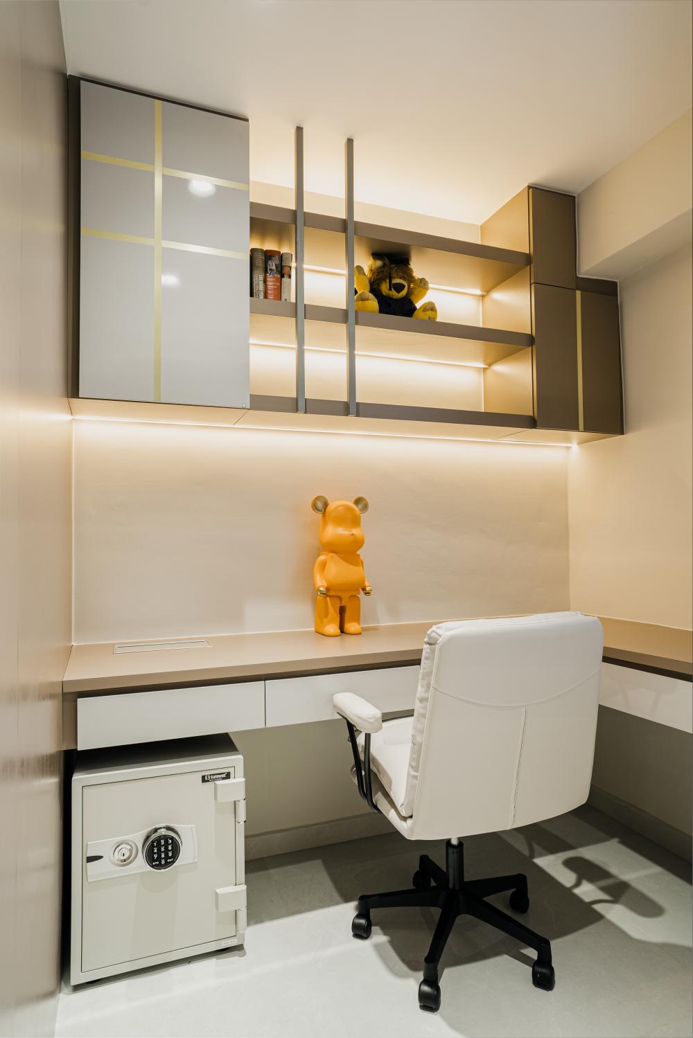 Contemporary Study with Bookshelf and Storage Cabinets