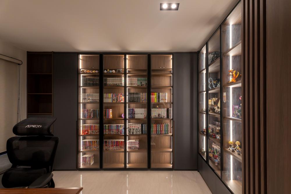 Contemporary Home Office with Desk and Desk Chairs