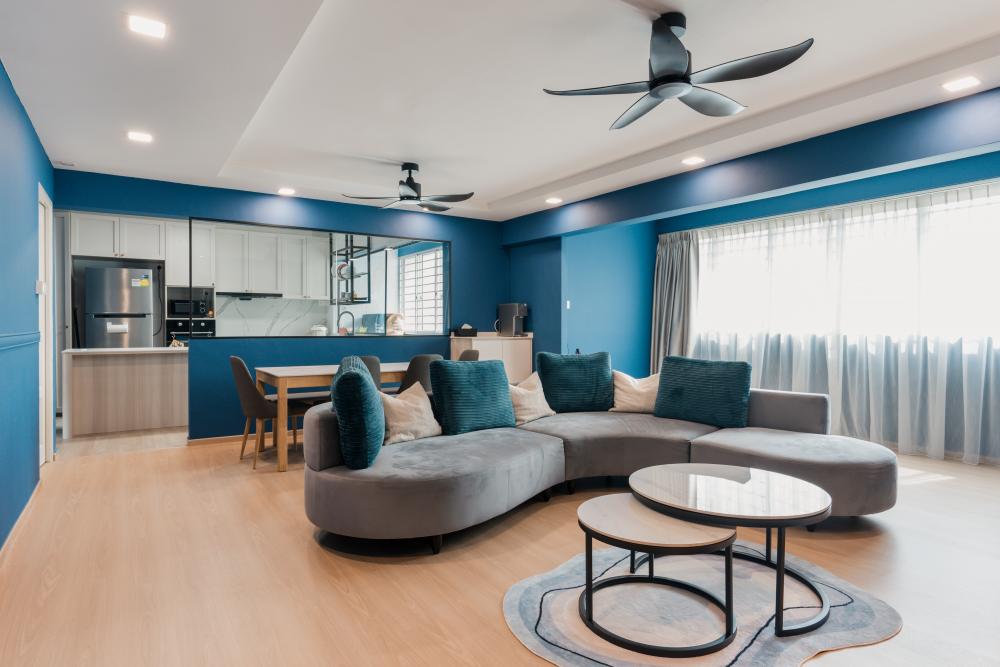 Modern Living Room with Cove Lighting and Ceiling Light