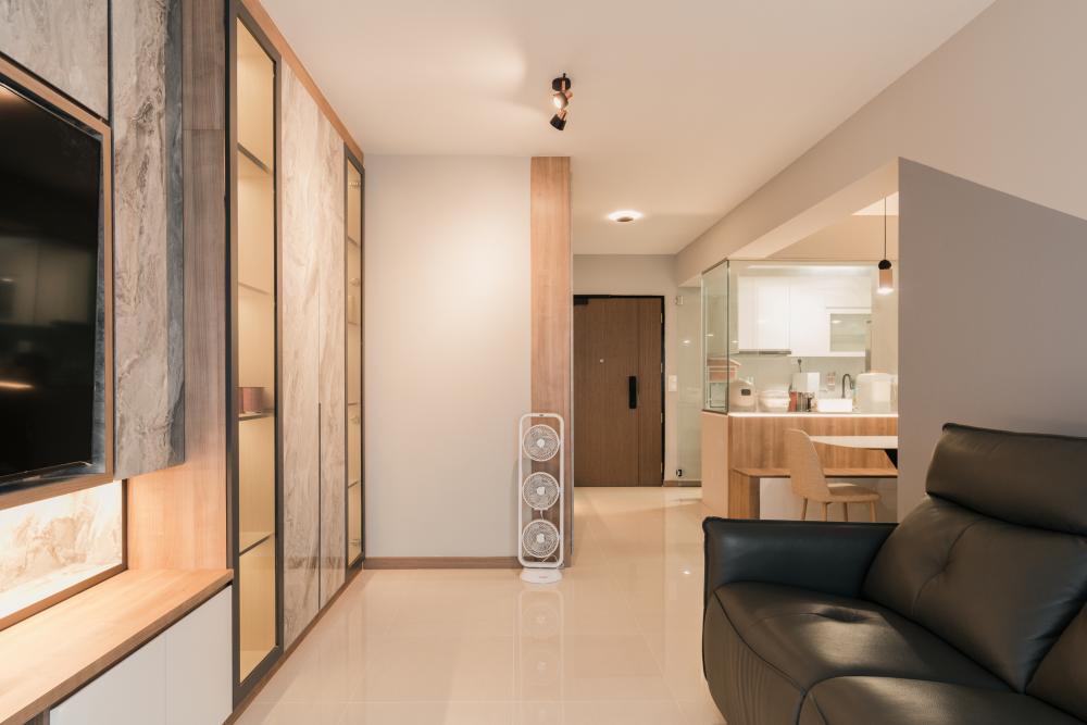 Modern Living Room with Settee and Homogeneous Tiles