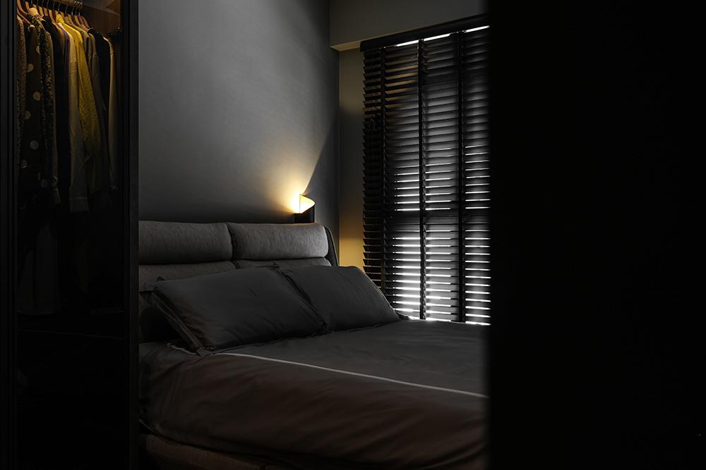 Scandinavian Bedroom with Wardrobe and Paintings